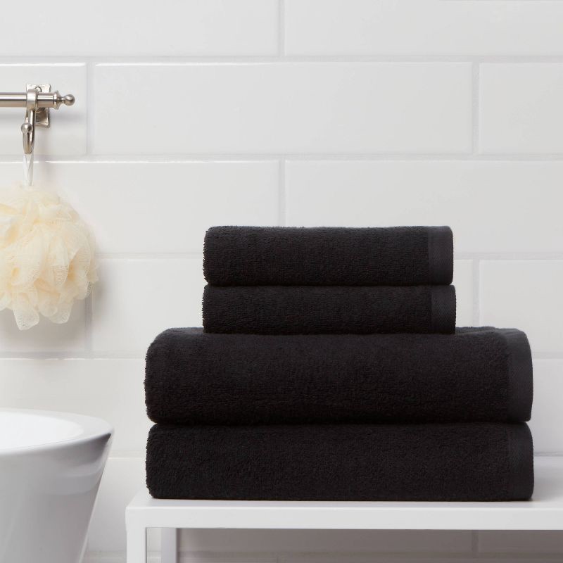 4pk Antimicrobial Assorted Bath and Hand Towel Set Black - Room ...