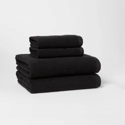 4pk Antimicrobial Assorted Bath and Hand Towel Set Black - Room Essentials™: Cotton Terry, Midweight GSM