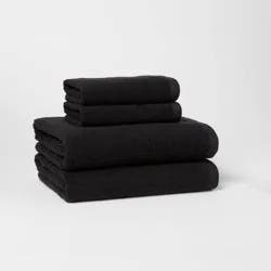 4pk Antimicrobial Assorted Bath and Hand Towel Set Black - Room Essentials™: Cotton Terry, Midweight GSM