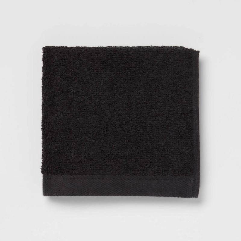 slide 3 of 4, 8pk Antimicrobial Washcloth Set Black - Room Essentials™: Cotton Terry, Midweight, Machine Washable, 8 ct