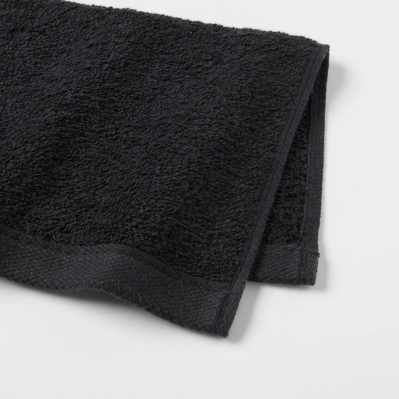 slide 4 of 4, 8pk Antimicrobial Washcloth Set Black - Room Essentials™: Cotton Terry, Midweight, Machine Washable, 8 ct