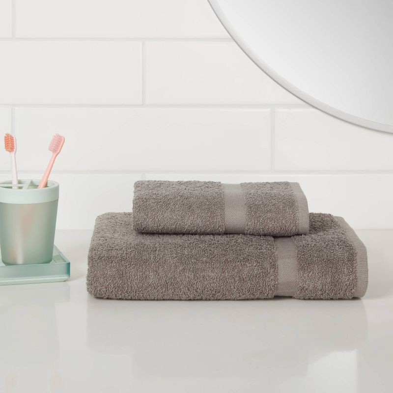 slide 2 of 4, Bath Towel Dark Gray - Room Essentials™: Lightweight Cotton Blend, Machine Washable, Terry Construction, 1 ct