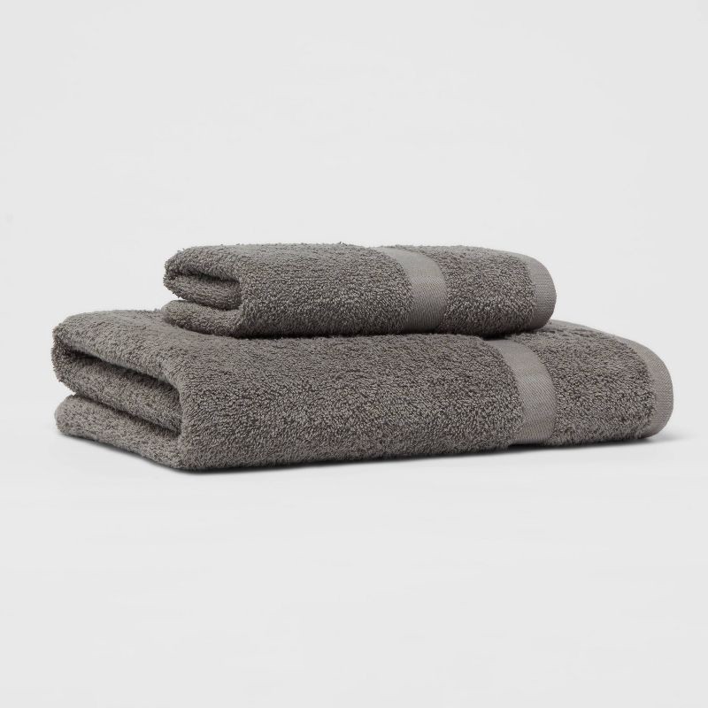 slide 4 of 4, Bath Towel Dark Gray - Room Essentials™: Lightweight Cotton Blend, Machine Washable, Terry Construction, 1 ct