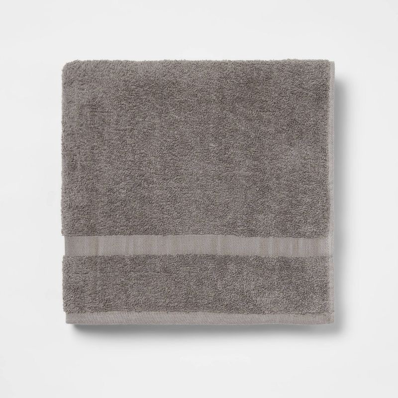 slide 1 of 4, Bath Towel Dark Gray - Room Essentials™: Lightweight Cotton Blend, Machine Washable, Terry Construction, 1 ct