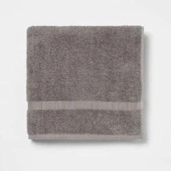 Bath Towel Dark Gray - Room Essentials™: Lightweight Cotton Blend, Machine Washable, Terry Construction