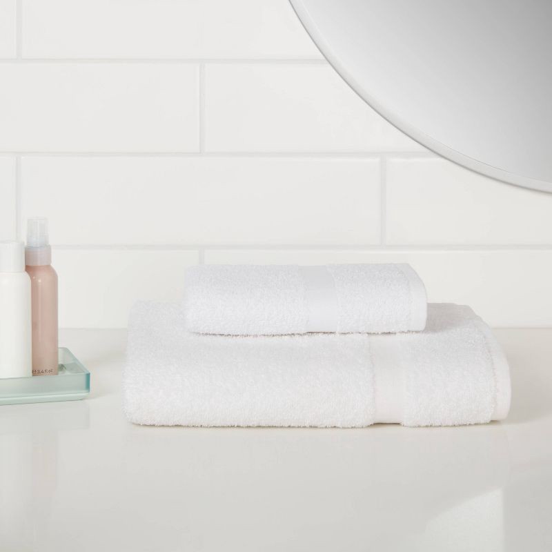 slide 2 of 4, Bath Towel White - Room Essentials™: Lightweight Cotton-Polyester Blend, Terry Construction, OEKO-TEX Certified, 1 ct