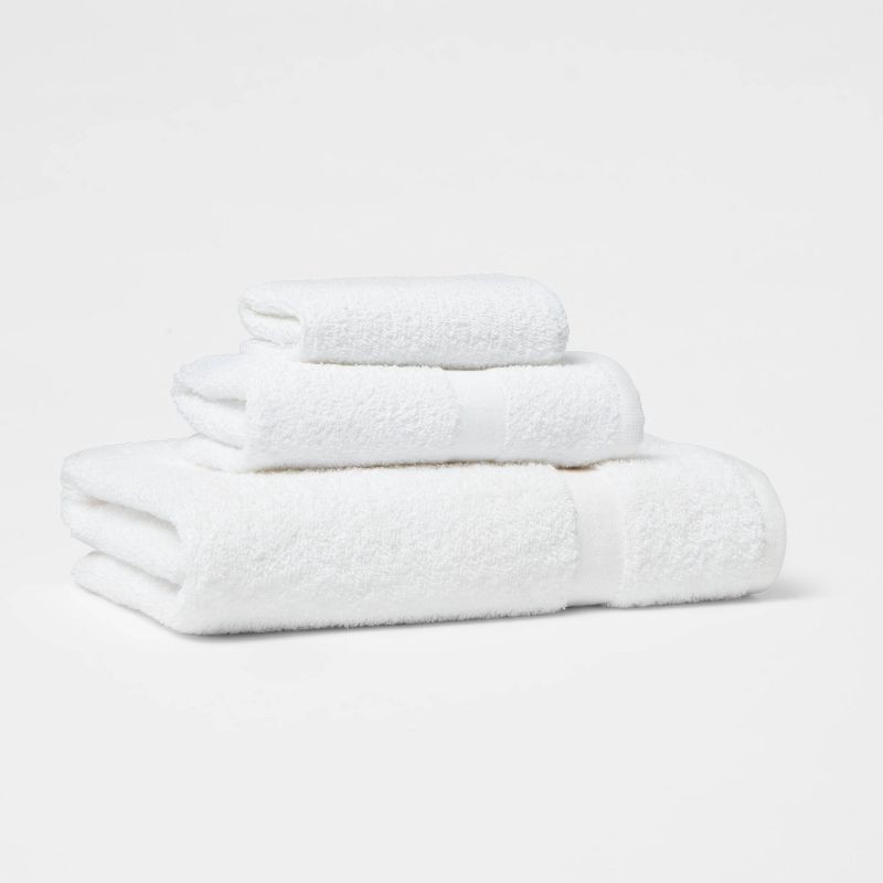 slide 4 of 4, Bath Towel White - Room Essentials™: Lightweight Cotton-Polyester Blend, Terry Construction, OEKO-TEX Certified, 1 ct