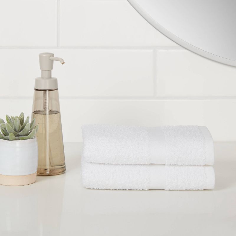 slide 2 of 4, 2pk Hand Towel Set White - Room Essentials™: Cotton Polyester Blend, Lightweight, OEKO-TEX Certified, 2 ct