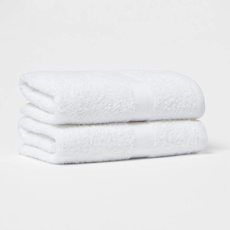 slide 1 of 4, 2pk Hand Towel Set White - Room Essentials™: Cotton Polyester Blend, Lightweight, OEKO-TEX Certified, 2 ct