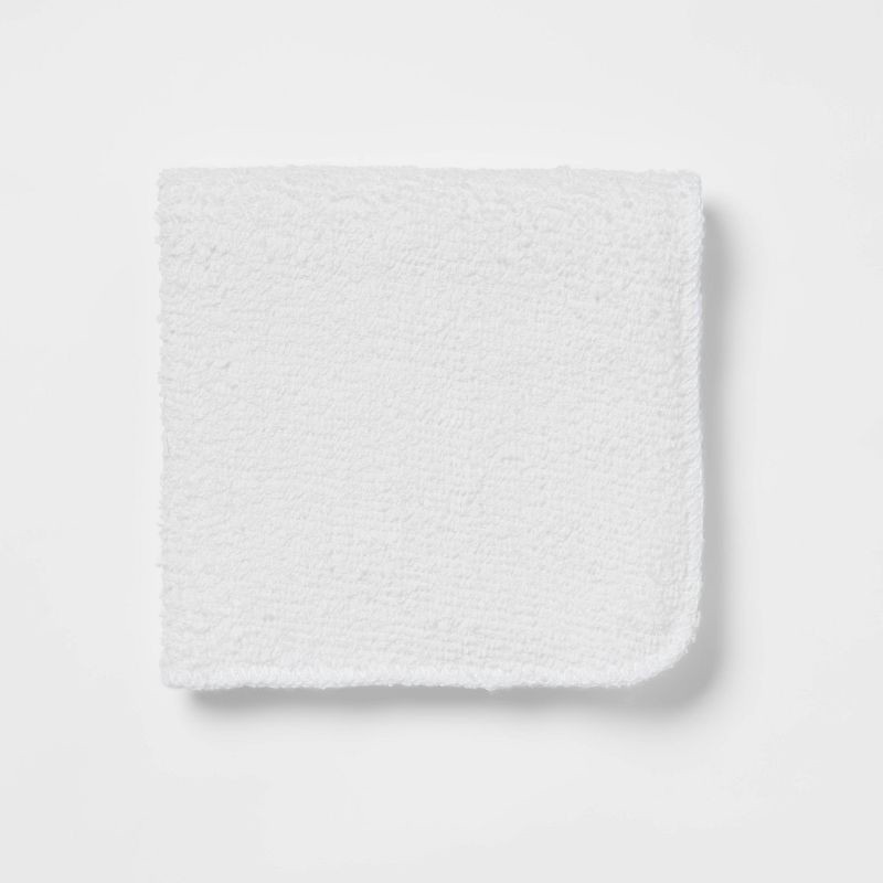 slide 3 of 4, 6pk Washcloth Set White - Room Essentials™: Lightweight Cotton-Poly Blend, Terry Construction, Machine Washable, 6 ct