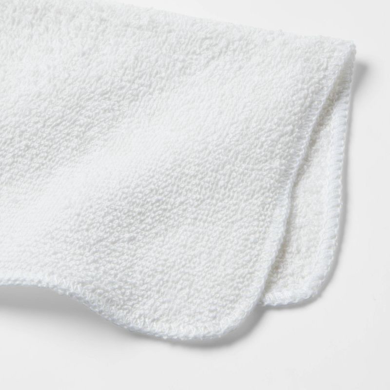 slide 4 of 4, 6pk Washcloth Set White - Room Essentials™: Lightweight Cotton-Poly Blend, Terry Construction, Machine Washable, 6 ct