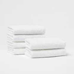 6pk Washcloth Set White - Room Essentials™: Lightweight Cotton-Poly Blend, Terry Construction, Machine Washable