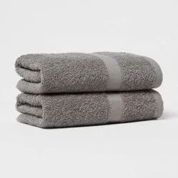 2pk Hand Towel Set Dark Gray - Room Essentials™: Cotton-Polyester Blend, Lightweight, OEKO-TEX Certified