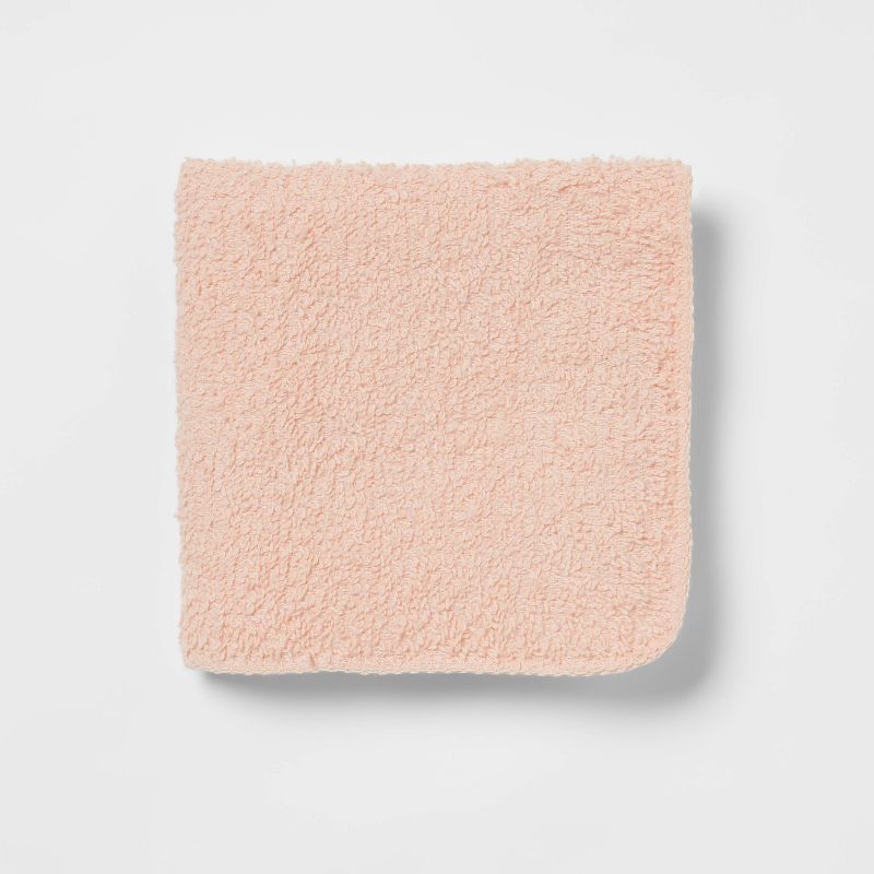 slide 3 of 4, 6pk Washcloth Set Light Peach - Room Essentials™: Cotton & Polyester, Terry Construction, Machine Washable, 6 ct