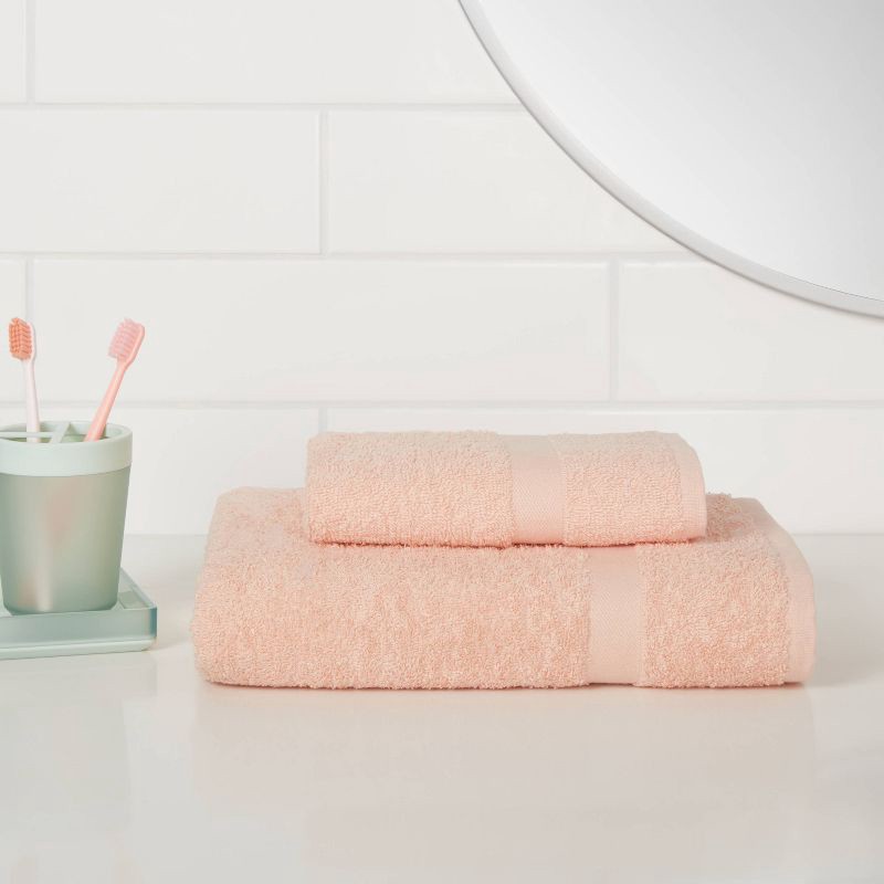 slide 2 of 4, Bath Towel Light Peach - Room Essentials™: Cotton Blend, Lightweight, Terry Construction, Machine Washable, 1 ct