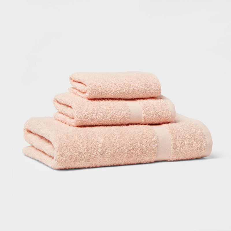 slide 4 of 4, Bath Towel Light Peach - Room Essentials™: Cotton Blend, Lightweight, Terry Construction, Machine Washable, 1 ct