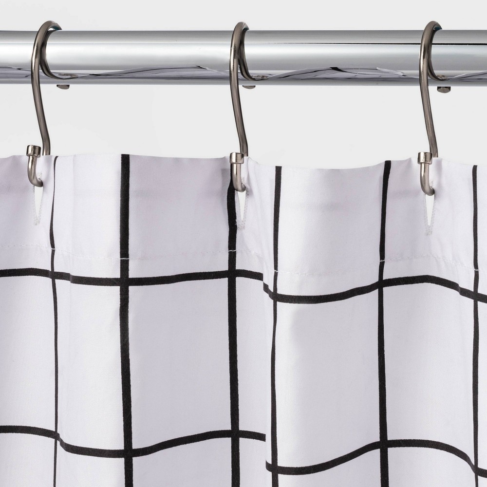 slide 3 of 5, Microfiber Shower Curtain Black/White - Room Essentials, 1 ct