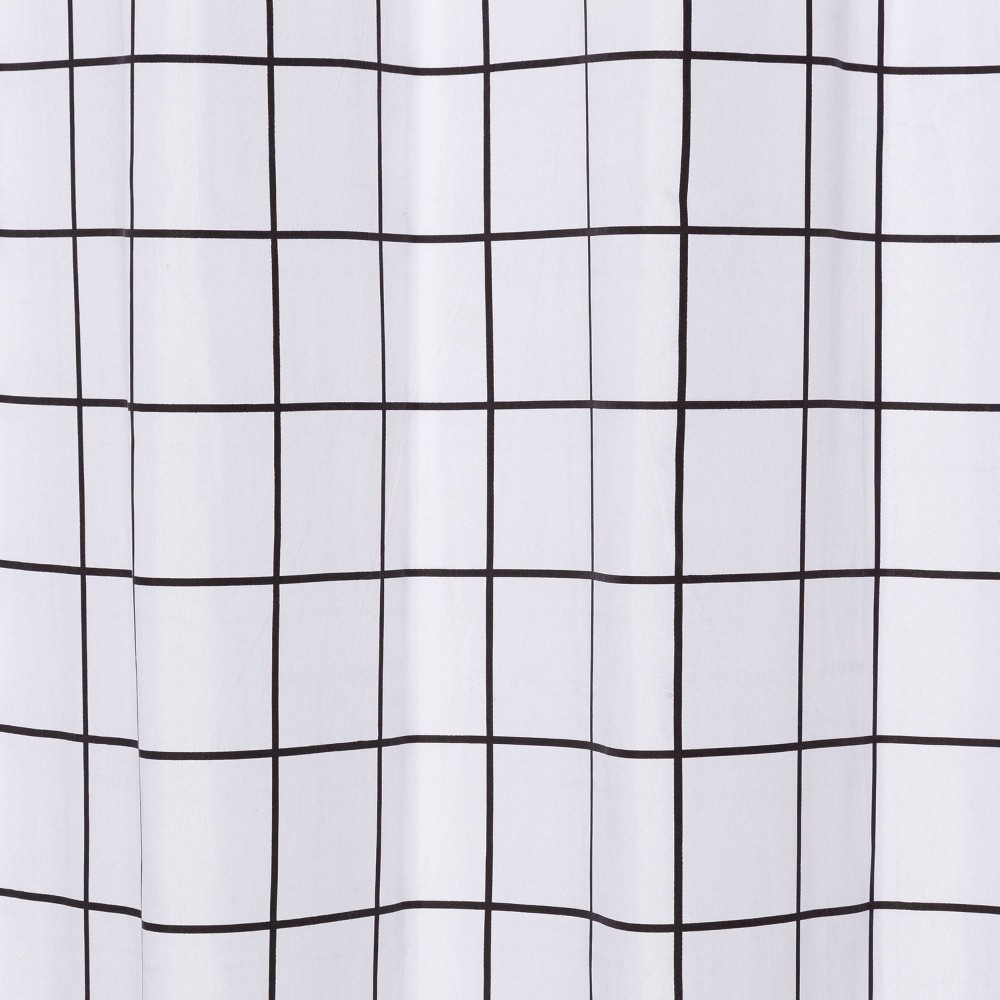 slide 4 of 5, Microfiber Shower Curtain Black/White - Room Essentials, 1 ct