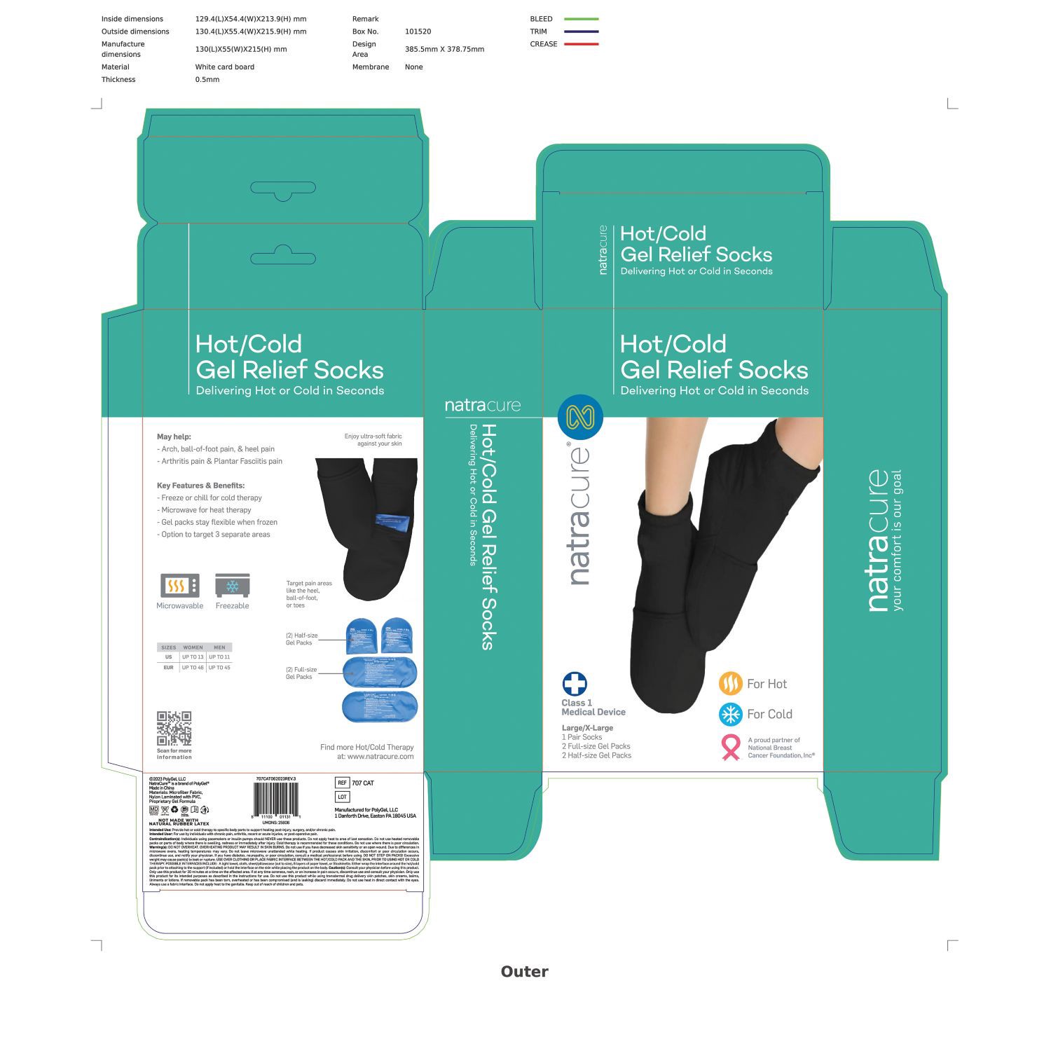 slide 3 of 5, Natracure Hot/Cold Gel Relief Socks, 1 Pair, Large/Xl, 1 ct