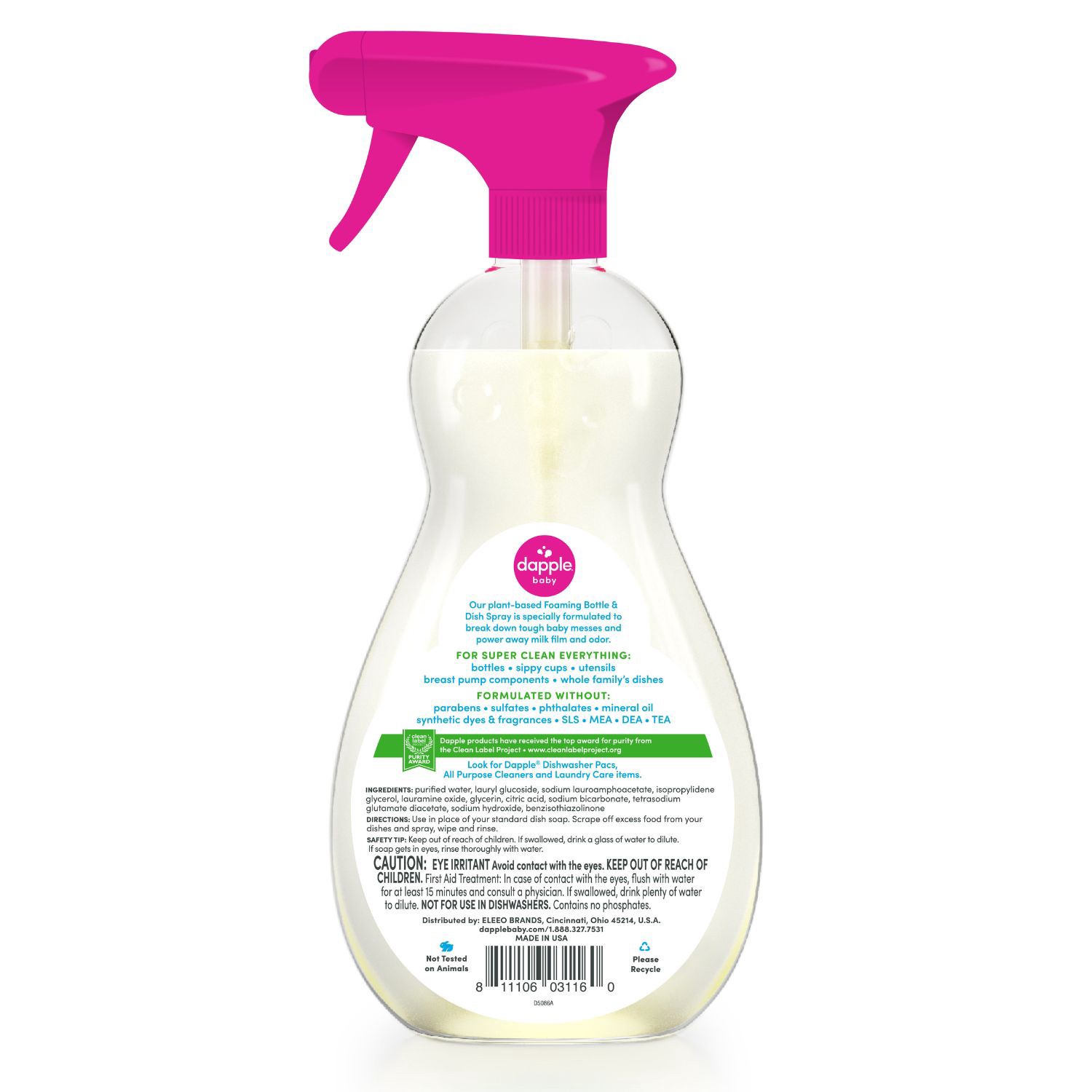 slide 3 of 9, Dapple Baby Foaming Fragrance Free Bottle & Dish Spray 16.9 fl oz, 16.9 fl oz