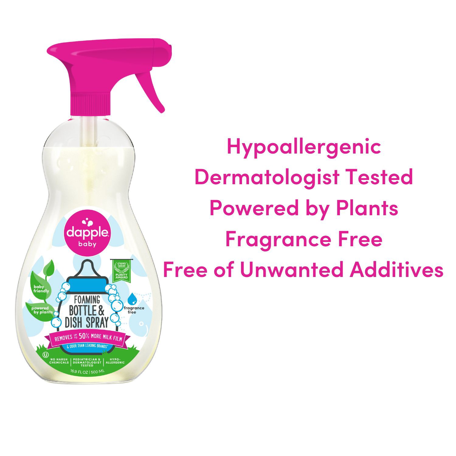 slide 6 of 9, Dapple Baby Foaming Fragrance Free Bottle & Dish Spray 16.9 fl oz, 16.9 fl oz