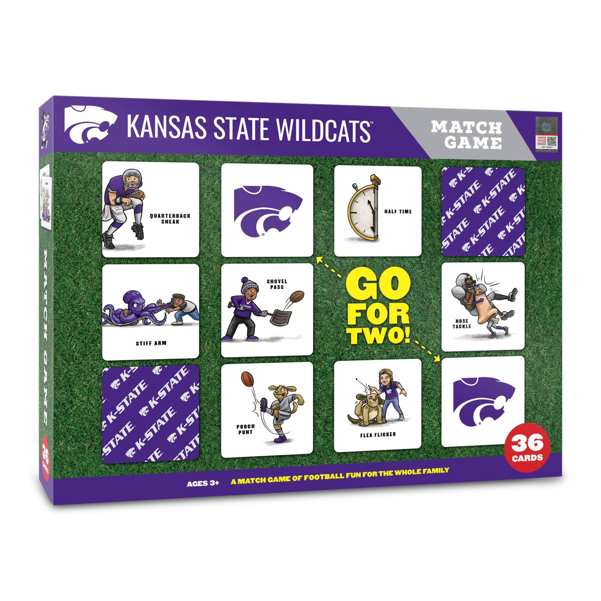 slide 1 of 5, NCAA Kansas State Wildcats Football Match Game, 1 ct