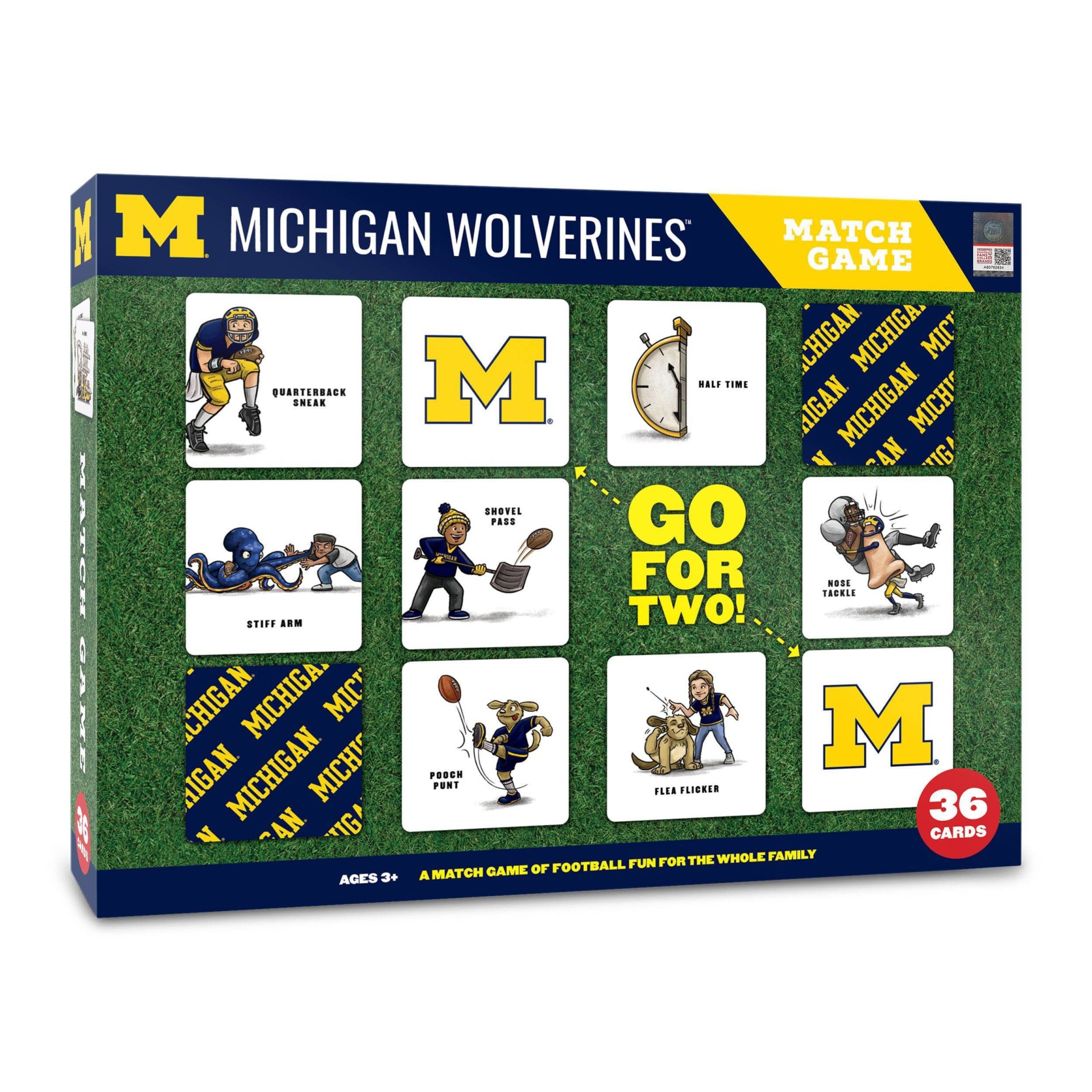 slide 1 of 5, NCAA Michigan Wolverines Football Match Game, 1 ct