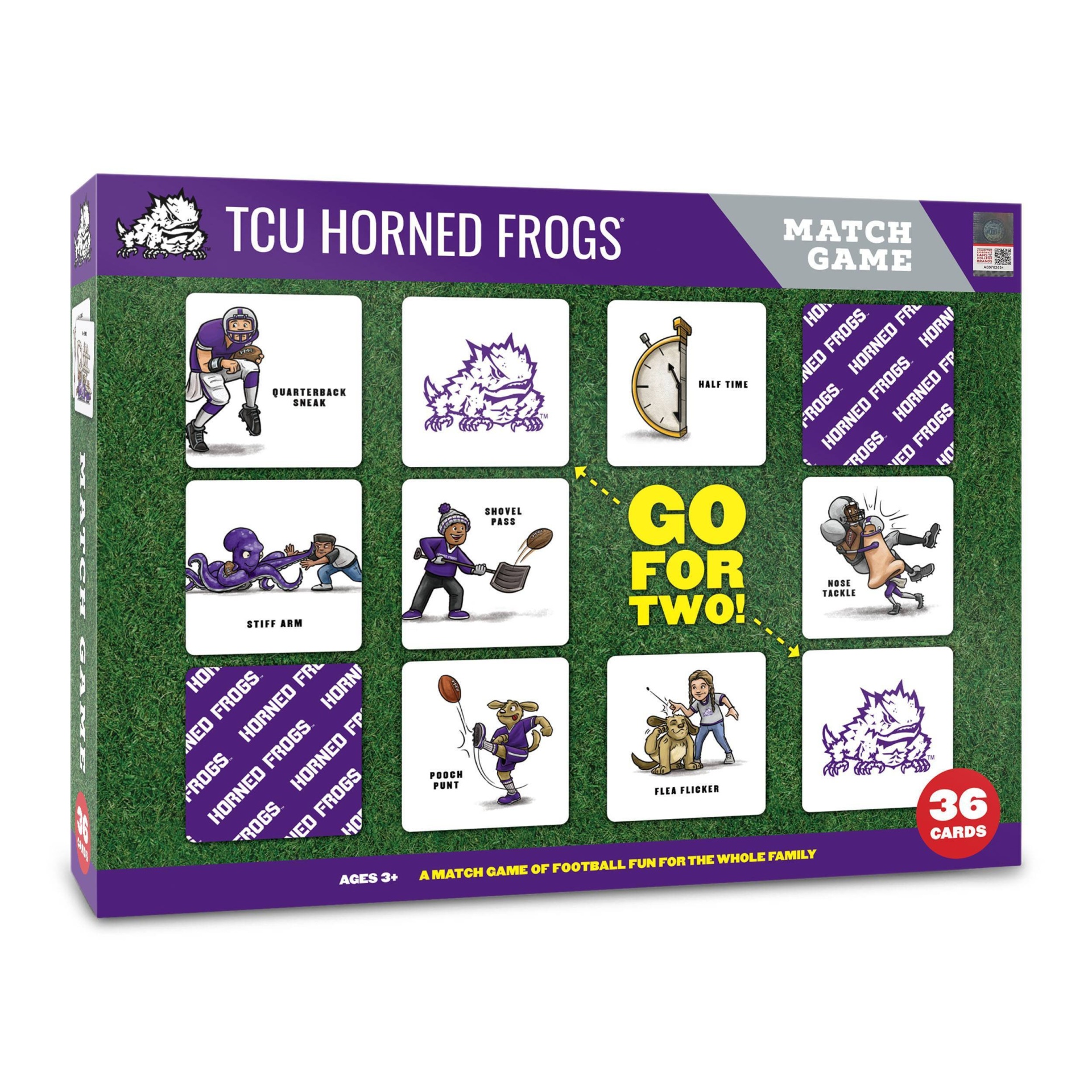 slide 1 of 5, NCAA TCU Horned Frogs Football Match Game, 1 ct