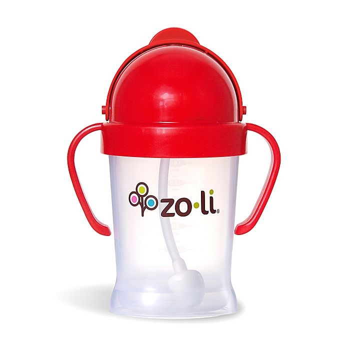 slide 1 of 2, ZoLi BOT Straw Sippy Cup - Red, 6 oz
