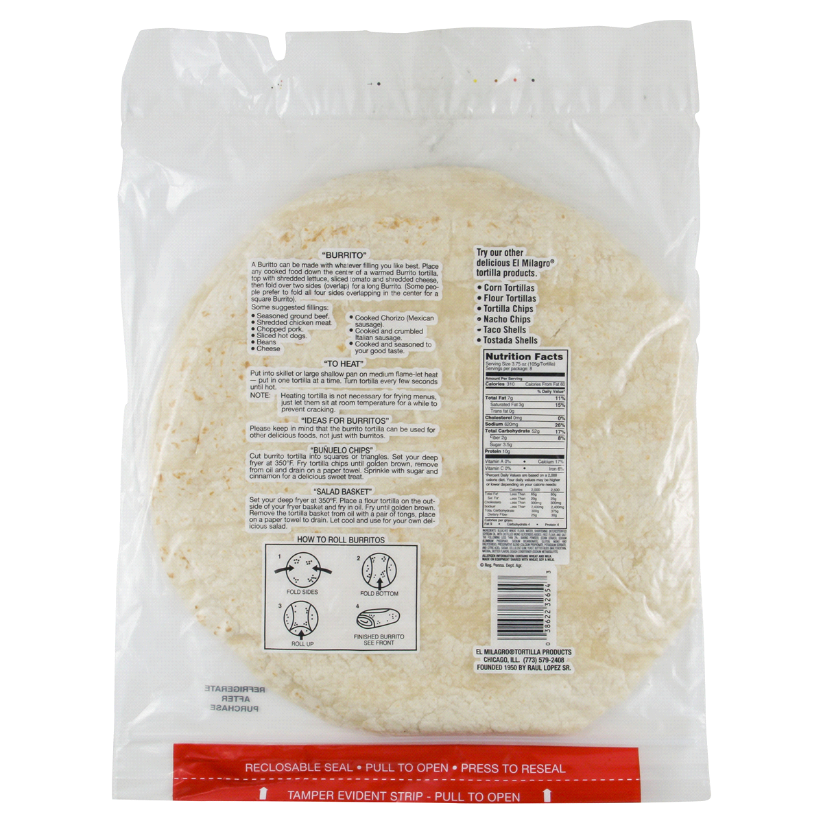 El Milagro Burrito Flour Tortillas 8 ct; 30 oz Shipt