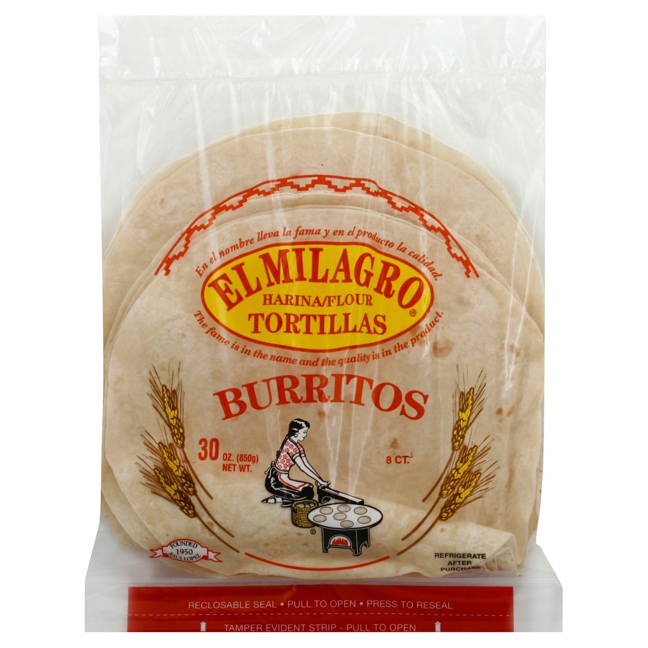 slide 1 of 2, El Milagro Burrito Flour Tortillas, 8 ct; 30 oz