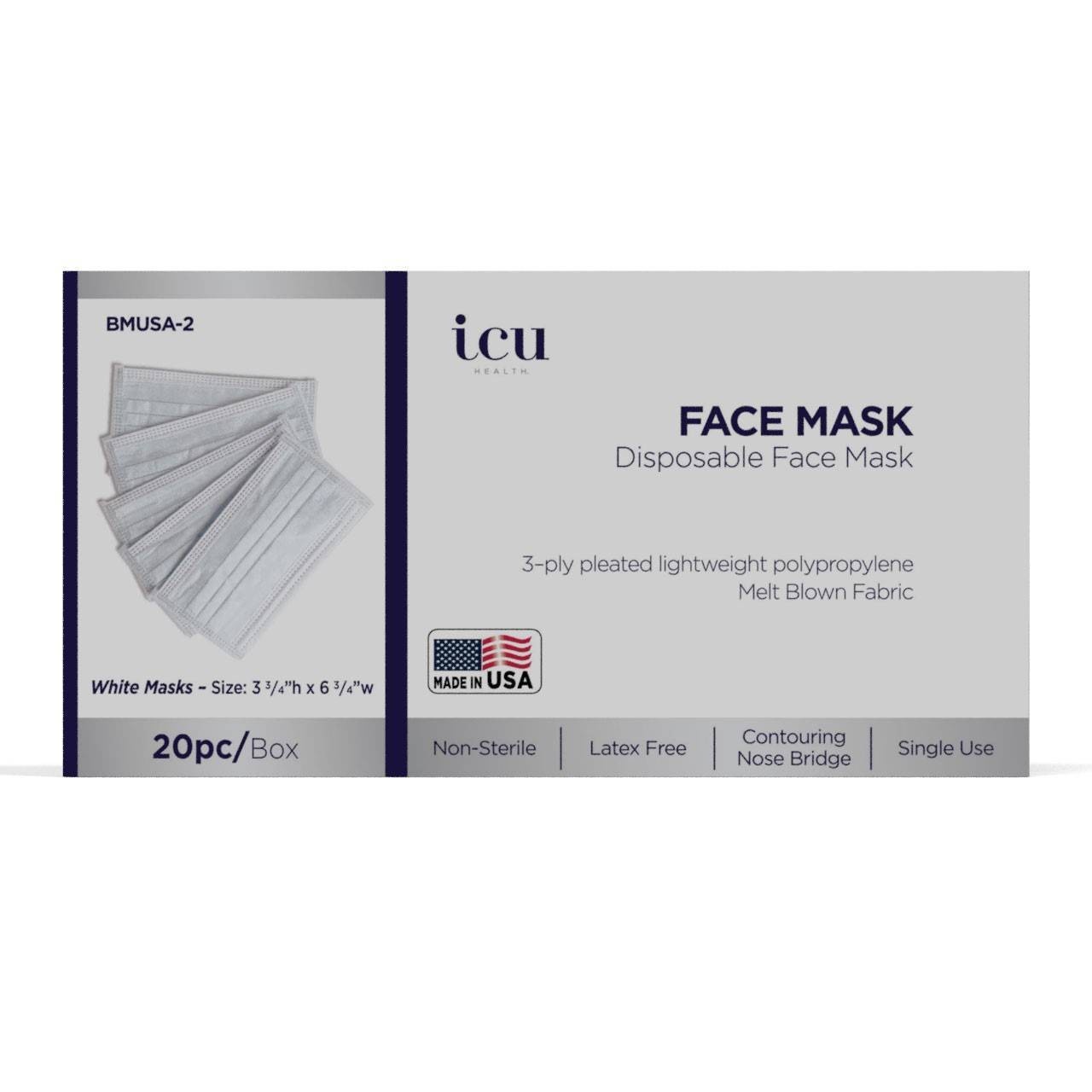 slide 1 of 5, ICU Health Non-Medical Disposable Face Mask - White - 20ct, 20 ct