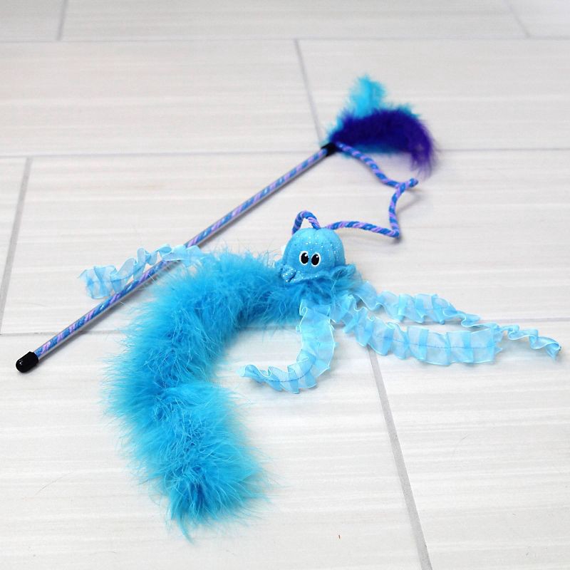 Quirky Kitty Jiggling Jellyfish Wand Cat Toy Blue 1 ct Shipt