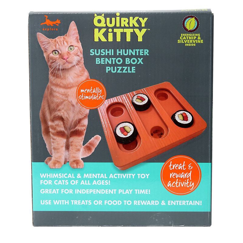 slide 1 of 4, Quirky Kitty Bento Box Puzzle Cat Toy - Brown, 1 ct
