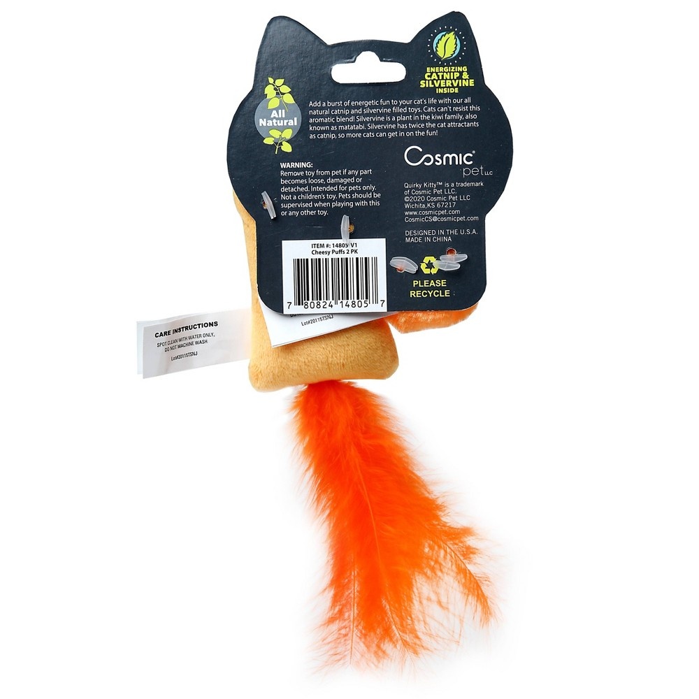 slide 3 of 5, Quirky Kitty Cheesy Puffs Cat Toy - Orange, 2 ct