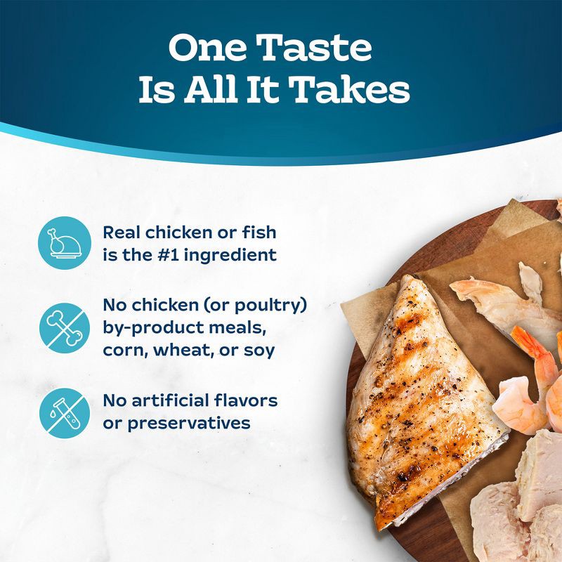 slide 6 of 10, Blue Buffalo Tastefuls Natural Flaked Wet Cat Food Variety Pack, Tuna, Chicken, Fish & Shrimp Entrées in Gravy - 3oz/12ct, 12 ct; 3 oz