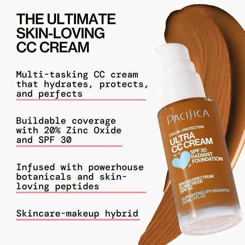slide 2 of 9, Pacifica Ultra CC Cream Radiant Foundation with SPF 17 - Warm/Tan - 1 fl oz, 1 fl oz