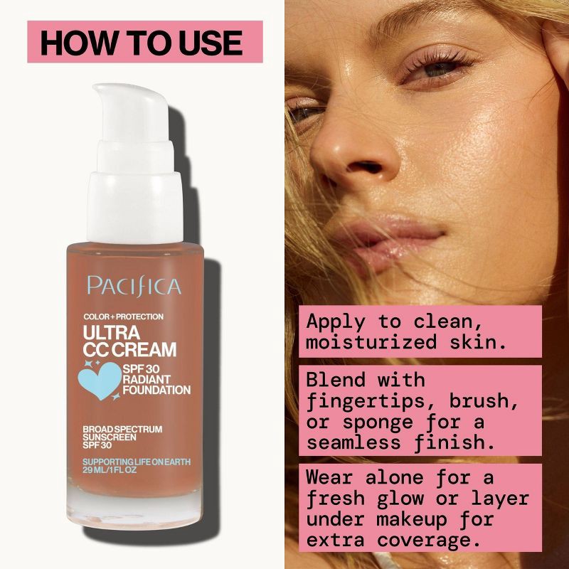 slide 5 of 9, Pacifica Ultra CC Cream Radiant Foundation with SPF 17 - Warm/Tan - 1 fl oz, 1 fl oz