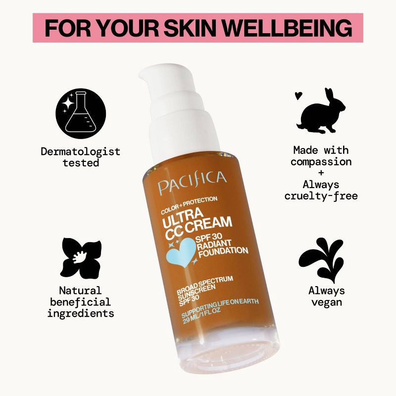 slide 6 of 9, Pacifica Ultra CC Cream Radiant Foundation with SPF 17 - Warm/Tan - 1 fl oz, 1 fl oz