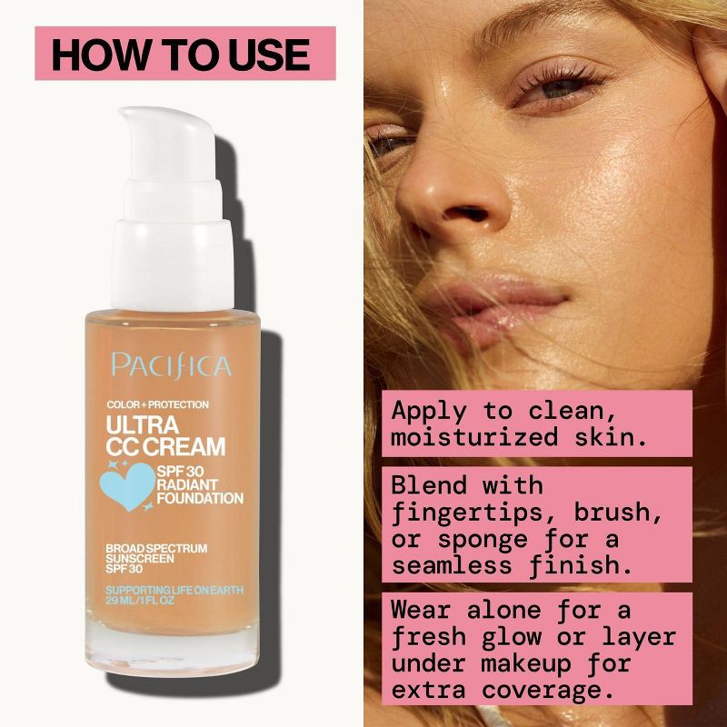 slide 5 of 9, Pacifica Ultra CC Cream Radiant Foundation with SPF 17 - Warm/Medium - 1 fl oz, 1 fl oz