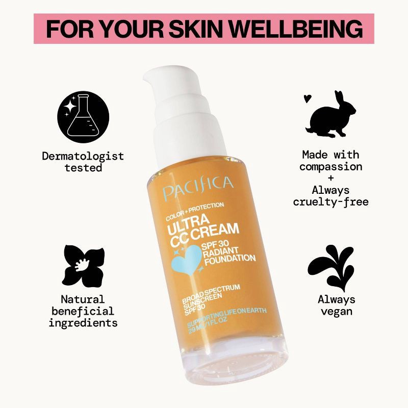 slide 6 of 9, Pacifica Ultra CC Cream Radiant Foundation with SPF 17 - Warm/Medium - 1 fl oz, 1 fl oz