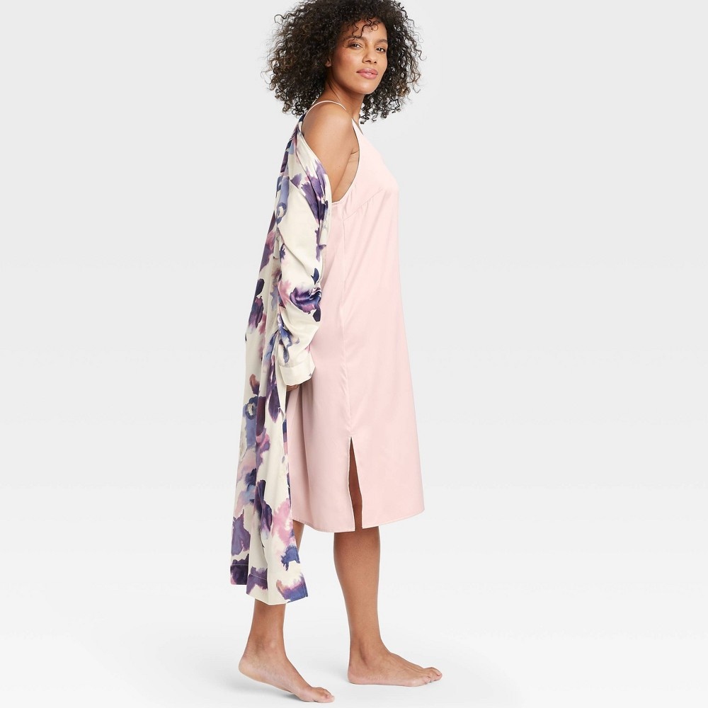 slide 3 of 3, Women's Satin NightGown - Stars Above Soft Pink L, 1 ct