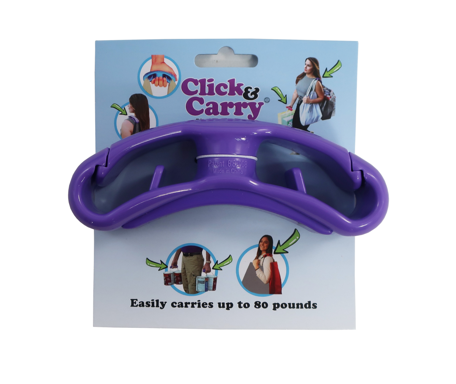 slide 1 of 1, Purple Click & Carry Bag Handle, 1 ct