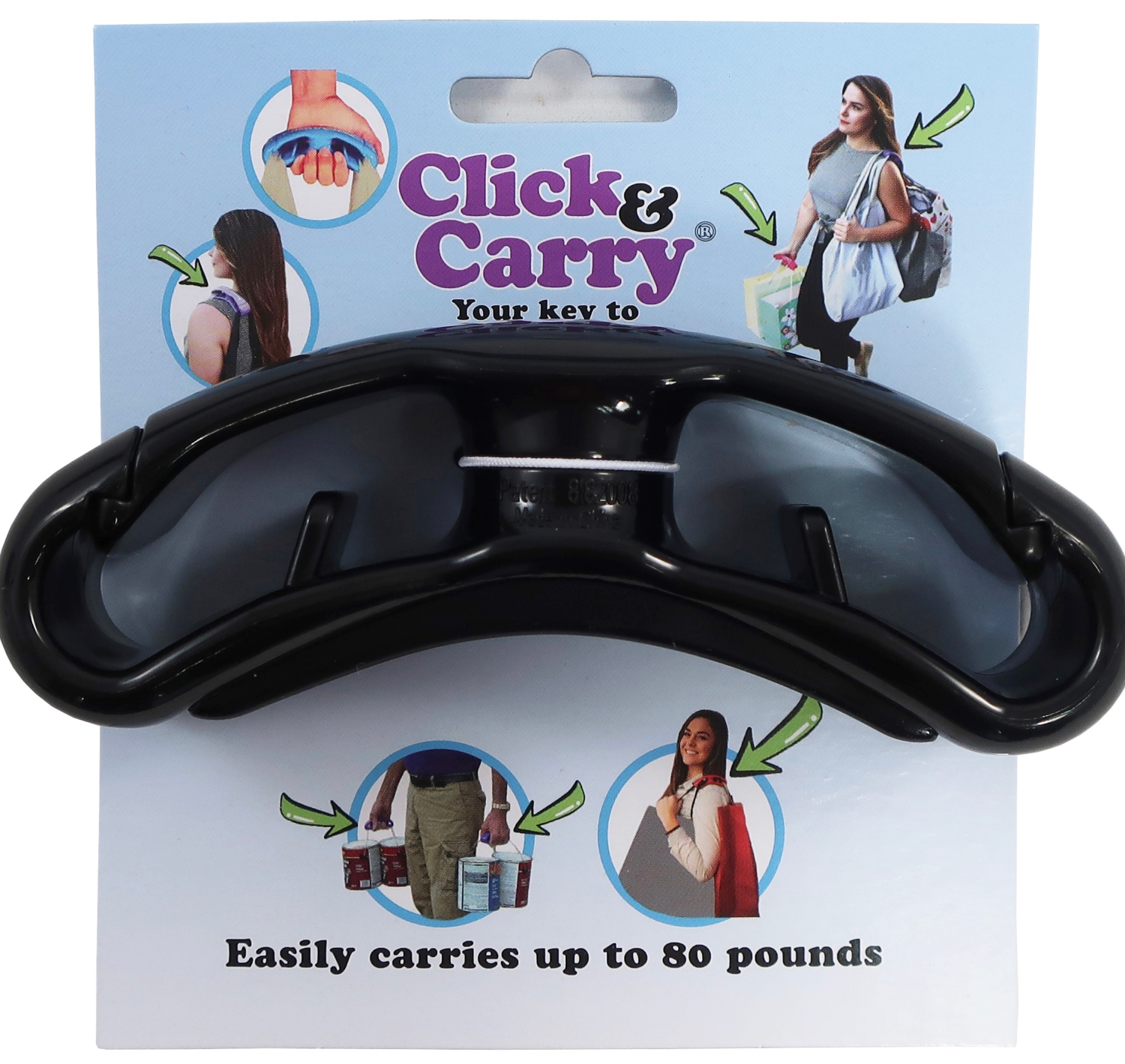 slide 1 of 1, Black Click & Carry Bag Handle, 1 ct