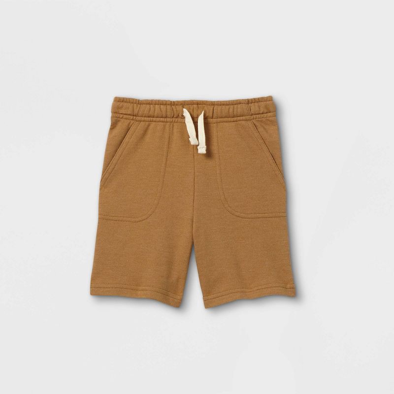 slide 1 of 2, Toddler Boys' Knit Pull-On Above Knee Shorts - Cat & Jack™ Brown 2T: Elastic Waistband, 1 ct