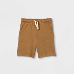 Toddler Boys' Knit Pull-On Above Knee Shorts - Cat & Jack™ Brown 3T: Elastic Waistband