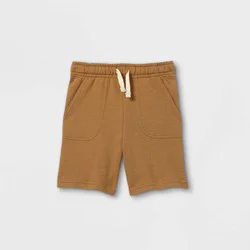 Toddler Boys' Knit Pull-On Above Knee Shorts - Cat & Jack™ Brown 4T: French Terry, Elastic Waistband