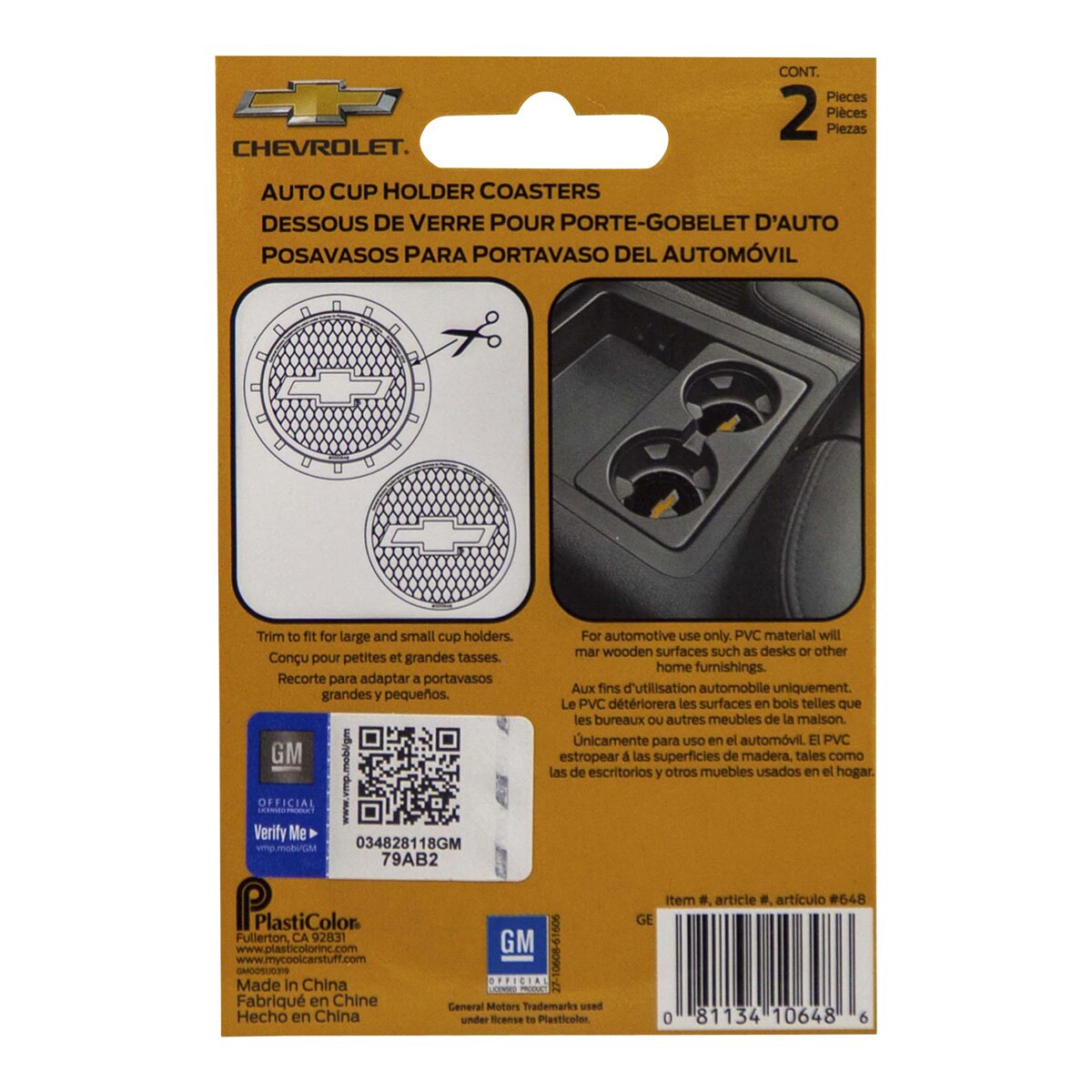 slide 2 of 2, PlastiColor Chevrolet Bowtie Gold Coasters 2 ea, 2 ct