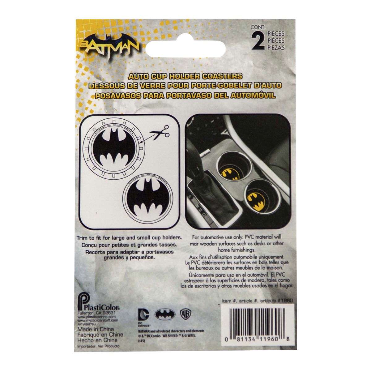 slide 2 of 2, Plasticolor Warner Bros. Batman Auto Coasters, 2 ct
