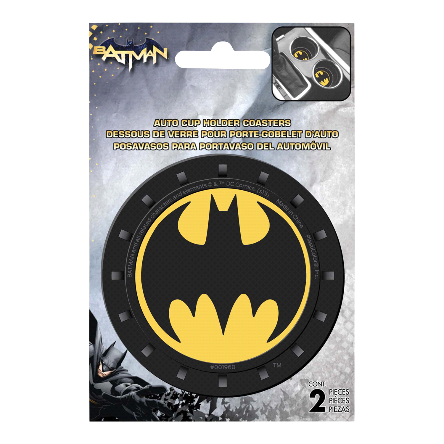 slide 1 of 2, Plasticolor Warner Bros. Batman Auto Coasters, 2 ct